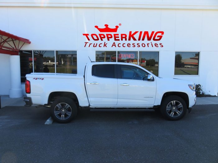 2015 Chevy Colorado with LEER 700 fiberglass tonneau Side Steps, BedRug, Tint by TopperKING in Brandon 813-689-2449 or Clearwater FL 727-530-9066. Call now!