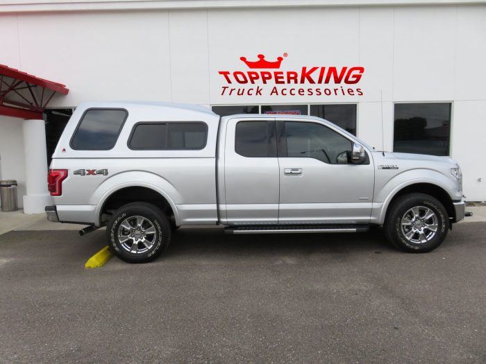 2016 Ford F150 with LEER 122 fiberglass topper, Side Steps, Chrome, Tint, Hitch by TopperKING Brandon 813-689-2449 or Clearwater FL 727-530-9066. Call Now!