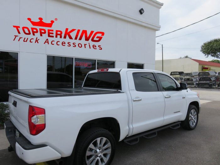 2016 Toyota Tundra with LEER 350M/TrilogyX2T, Chrome, Drop Down Side Steps, Tint, Hitch. Call TopperKING Brandon 813-689-2449 or Clearwater FL 727-530-9066.