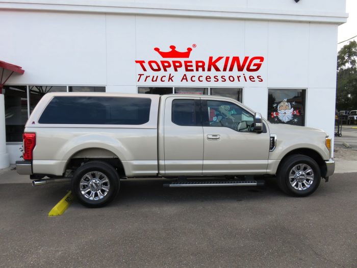 2017 Ford F250 with LEER 100XQ Fiberglass Topper, Side Steps, Hitch, Tint by TopperKING in Brandon FL 813-689-2449 or Clearwater FL 727-530-9066. Call Now!