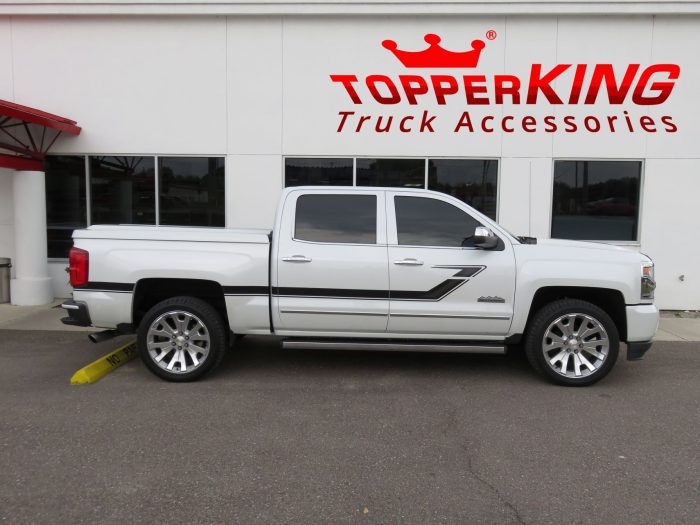 2017 Chevrolet Silverado with LEER 700 fiberglass tonneau, Hitch Step. Call TopperKING Brandon 813-689-2449 or Clearwater FL 727-530-9066.