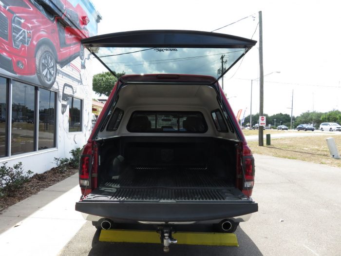 Dodge RAM with Ranch Supreme fiberglass topper, Vent Visors, Bug Guard, Tint by TopperKING in Brandon 813-689-2449 or Clearwater FL 727-530-9066. Call now!