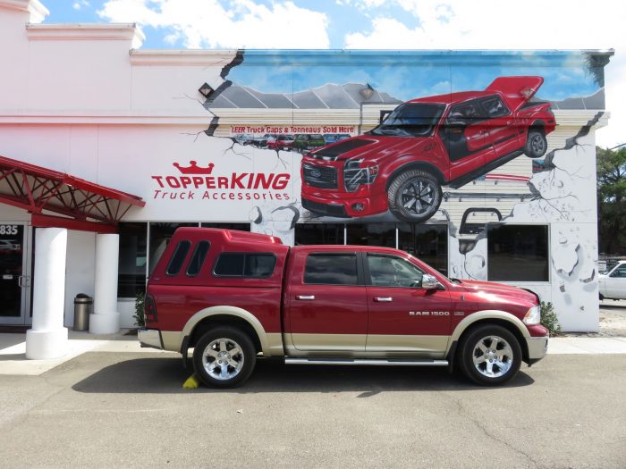 Dodge RAM with Ranch Supreme fiberglass topper, Vent Visors, Bug Guard, Tint by TopperKING in Brandon 813-689-2449 or Clearwater FL 727-530-9066. Call now!