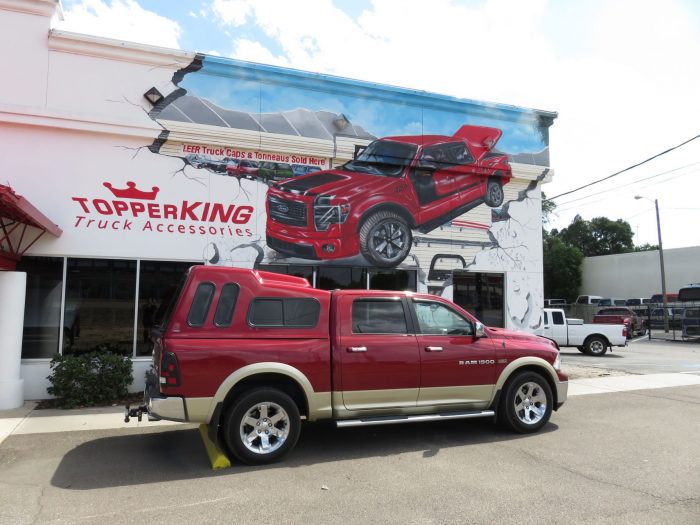 Dodge RAM with Ranch Supreme fiberglass topper, Vent Visors, Bug Guard, Tint by TopperKING in Brandon 813-689-2449 or Clearwater FL 727-530-9066. Call now!