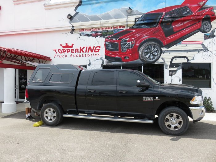 2015 Dodge RAM with LEER 122 fiberglass topper, Running Boards, Hitch, Tint by TopperKING in Brandon 813-689-2449 or Clearwater FL 727-530-9066. Call now!