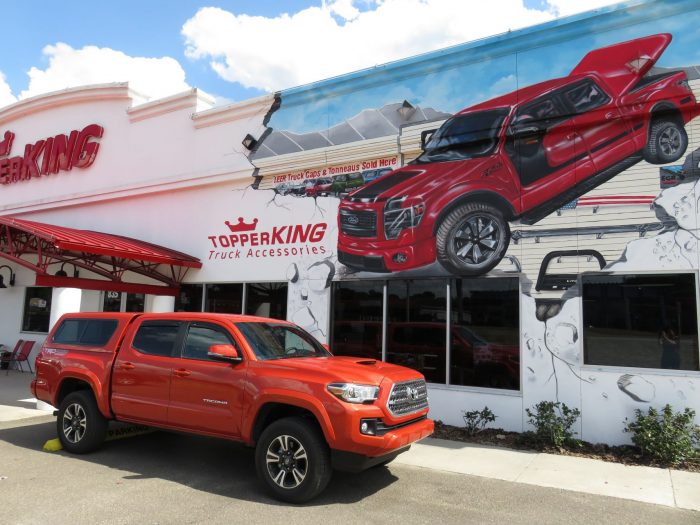 2017 Toyota Tacoma with Ranch Sierra, Vent Visors, Hitch, Bedliner, Tint by TopperKING in Brandon, FL 813-689-2449 or Clearwater, FL 727-530-9066. Call Now!