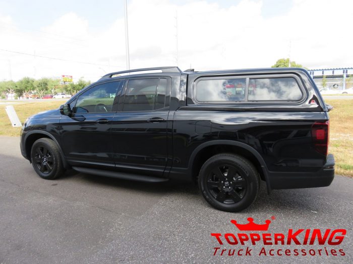 2017 Honda Ridgeline with LEER 100XR Running Boards, Roof Racks, Hitch, Tint by TopperKING in Brandon 813-689-2449 or Clearwater FL 727-530-9066. Call now!