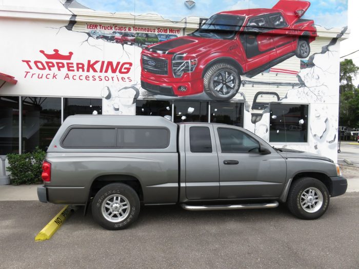 2007 Dodge Dakota with Leer 180, Bull Bars, Nerf Bars, Chrome, Tint, Hitch by TopperKING in Brandon FL 813-689-2449 or Clearwater FL 727-530-9066. Call us!