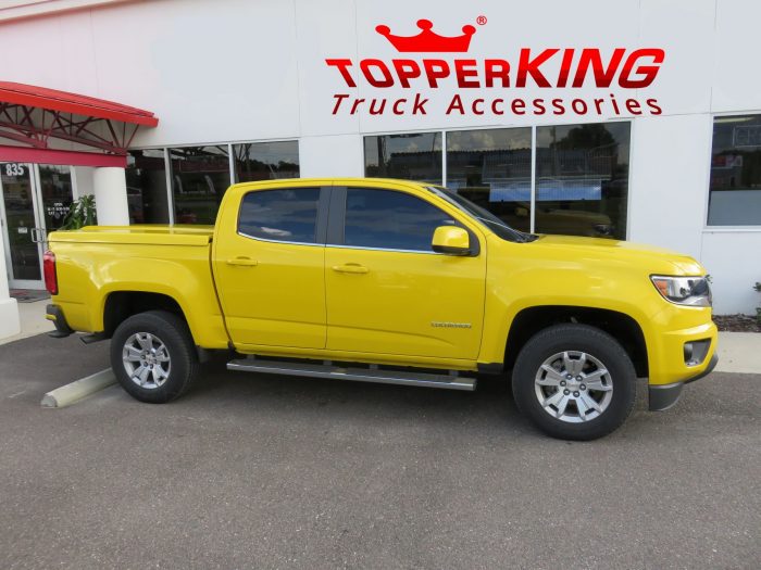 2015 Chevy Colorado with LEER 700 fiberglass tonneau, Running Boards, Tint by TopperKING Brandon FL 813-689-2449 or Clearwater FL 727-530-9066. Call today!