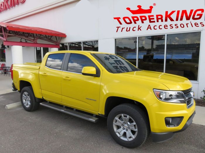 2015 Chevy Colorado with LEER 700 fiberglass tonneau, Running Boards, Tint by TopperKING Brandon FL 813-689-2449 or Clearwater FL 727-530-9066. Call today!