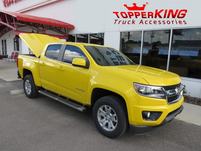 2015 Chevy Colorado with LEER 700 fiberglass tonneau, Running Boards, Tint by TopperKING Brandon FL 813-689-2449 or Clearwater FL 727-530-9066. Call today!