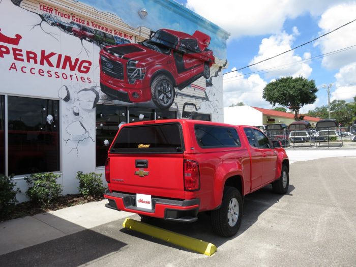 2016 Chevy Colorado with Ranch Echo Fiberglass Topper, Tint, Hitch by TopperKING in Brandon, FL 813-689-2449 or Clearwater, FL 727-530-9066. Call us today!