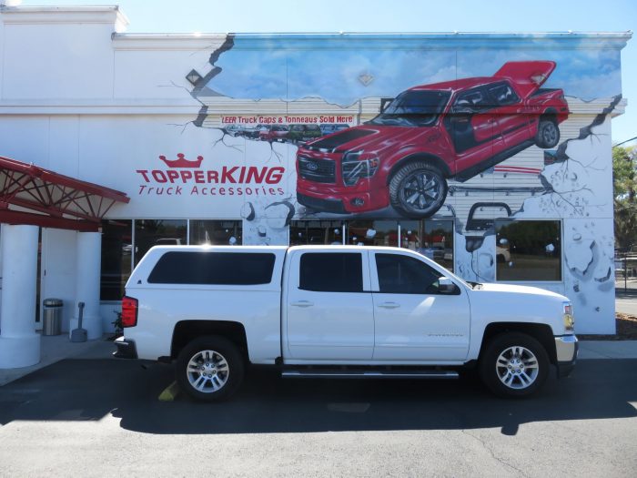 2017 Chevrolet Silverado with LEER 100XQ, Nerf Bars, Hitch, Tint by TopperKING Brandon 813-689-2449 or Clearwater FL 727-530-9066. Call today!