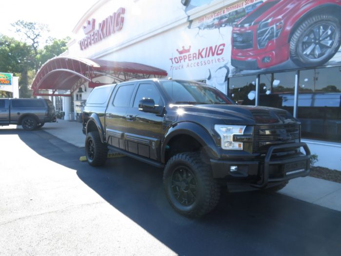 2018 Ford F150 with Leer 100XQ, Bull Bars, Hitch, Tint by TopperKING in Brandon, FL 813-689-2449 or Clearwater, FL 727-530-9066. Call today!