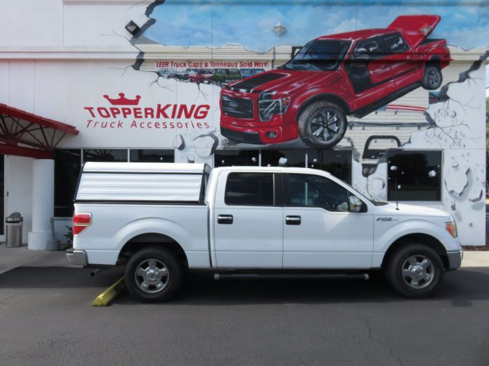 Ford F150 with Lightweight Aluminum Work Topper, Nerf Bars, Bed Protection. Call TopperKING Brandon 813-689-2449 or Clearwater 727-530-9066.