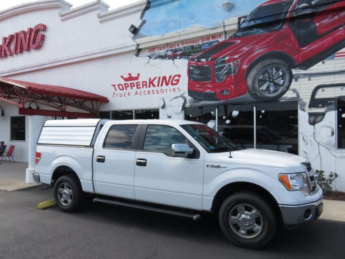 Ford F150 with Lightweight Aluminum Work Topper, Nerf Bars, Bed Protection. Call TopperKING Brandon 813-689-2449 or Clearwater 727-530-9066.