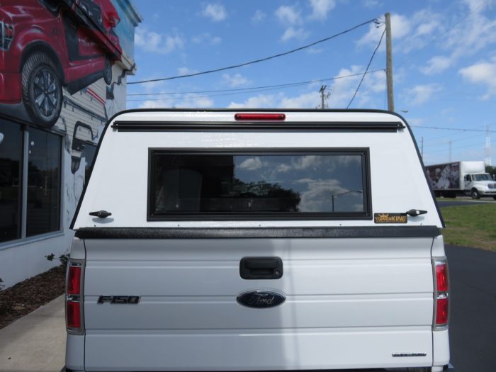 Ford F150 with Lightweight Aluminum Work Topper, Nerf Bars, Bed Protection. Call TopperKING Brandon 813-689-2449 or Clearwater 727-530-9066.