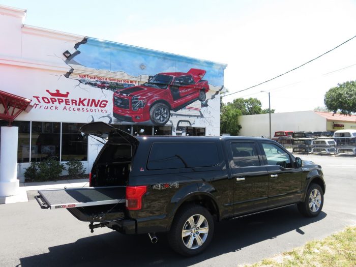 2018 Ford F150 with LEER 100XQ, Bedslide, Hitch, Tint, Chrome by TopperKING in Brandon, FL 813-689-2449 or Clearwater, FL 727-530-9066. Call today!