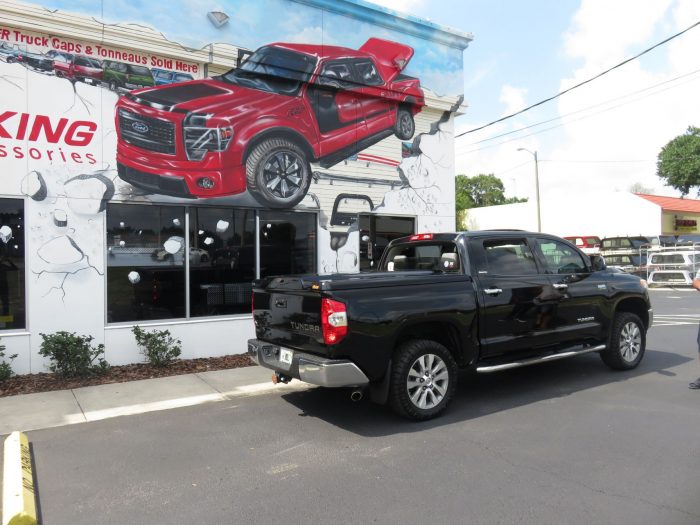 2018 Toyota Tundra with LEER 700, Nerf Bars, Grill Guard, Chrome, Hitch, Tint by TopperKING Brandon 813-689-2449 or Clearwater, FL 727-530-9066. Call today!