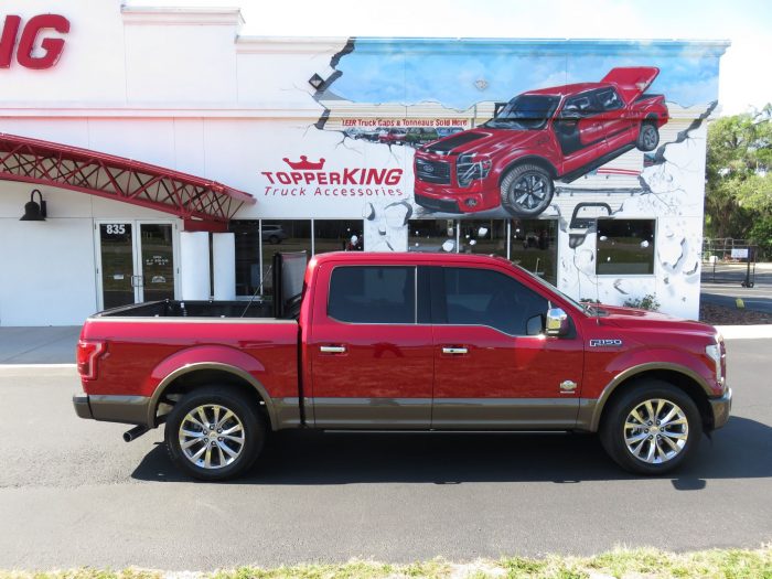 2018 Ford F150 with LEER 350M/TrilogyX2T, Tint, Chrome Accessories, and Retractable Step. Call TopperKING Brandon 813-689-2449 or Clearwater 727-530-9066.