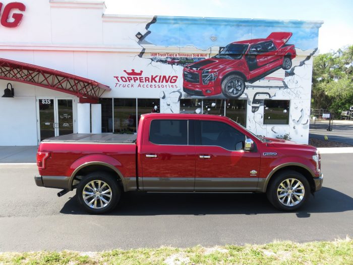 2018 Ford F150 with LEER 350M/TrilogyX2T, Tint, Chrome Accessories, and Retractable Step. Call TopperKING Brandon 813-689-2449 or Clearwater 727-530-9066.