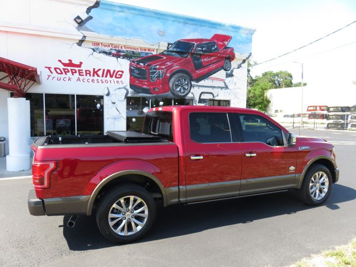 2018 Ford F150 with LEER 350M/TrilogyX2T, Tint, Chrome Accessories, and Retractable Step. Call TopperKING Brandon 813-689-2449 or Clearwater 727-530-9066.