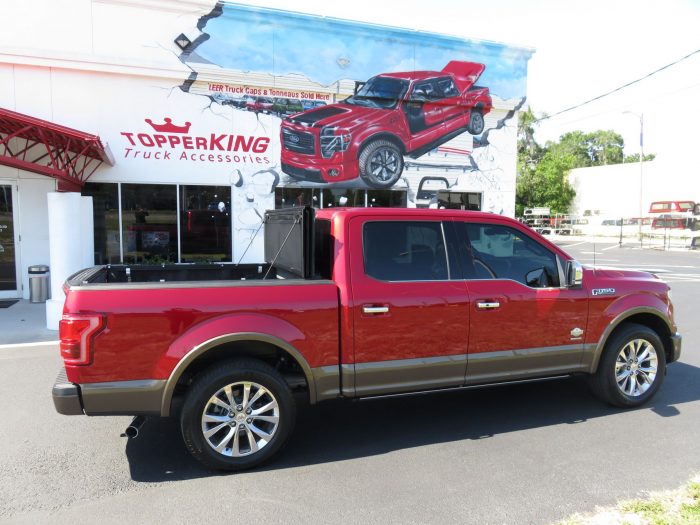 2018 Ford F150 with LEER 350M/TrilogyX2T, Tint, Chrome Accessories, and Retractable Step. Call TopperKING Brandon 813-689-2449 or Clearwater 727-530-9066.