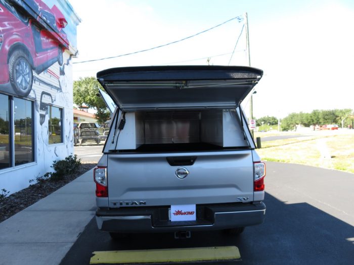 2018 Nissan Titan LEER DCC Commercial Topper, Cargo Management, Hitch. Call TopperKING Brandon 813-689-2449 or Clearwater FL 727-530-9066.