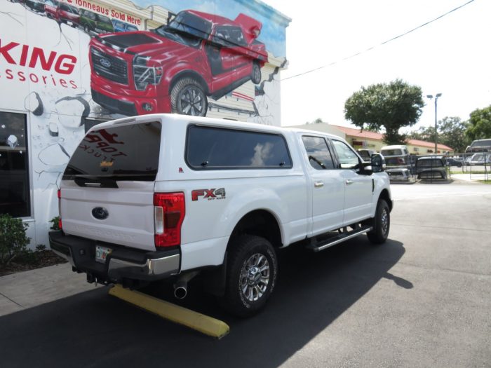 2018 Ford F250 with LEER 100XR, Hitch, Chrome, Retractable Steps, Tint. Call TopperKING Brandon 813-689-2449 or Clearwater FL 727-530-9066!