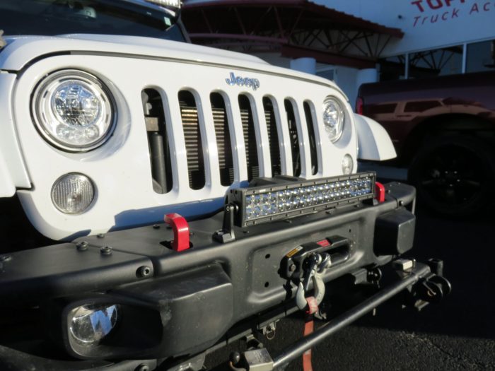 2017 Jeep Wrangler with Bumper and Light Bars, Tint, Hitch by TopperKING Brandon 813-689-2449 or Clearwater FL 727-530-9066. Call Us Today!