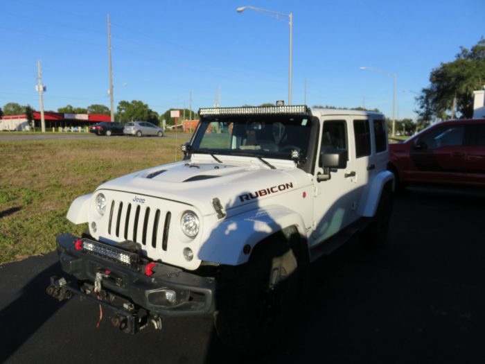 2017 Jeep Wrangler with Bumper and Light Bars, Tint, Hitch by TopperKING Brandon 813-689-2449 or Clearwater FL 727-530-9066. Call Us Today!