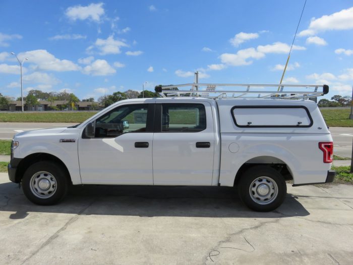 2015 Ford F150 Ranch Sierra Commercial Fiberglass Topper, Roof Racks, Hitch by TopperKING in Brandon FL 813-689-2449 or Clearwater 727-530-9066. Call today!