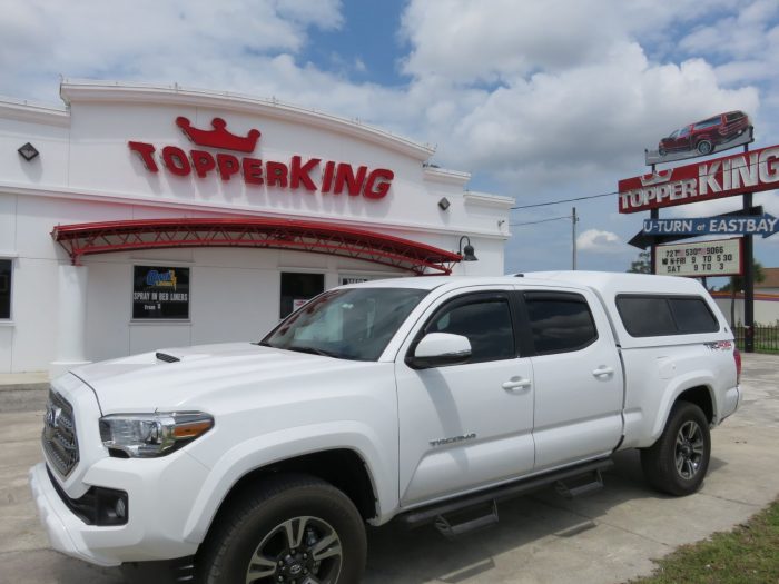 2017 Toyota Tacoma LEER 180, Drop Down Side Steps, Vent Visors, Tint, Hitch by TopperKING Brandon 813-689-2449 or Clearwater FL 727-530-9066.