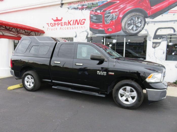 2018 Dodge RAM with Leer 122 Fiberglass Topper, Nerf Bars, Tint, Hitch. Call TopperKING Brandon 813-689-2449 or Clearwater FL 727-530-9066.