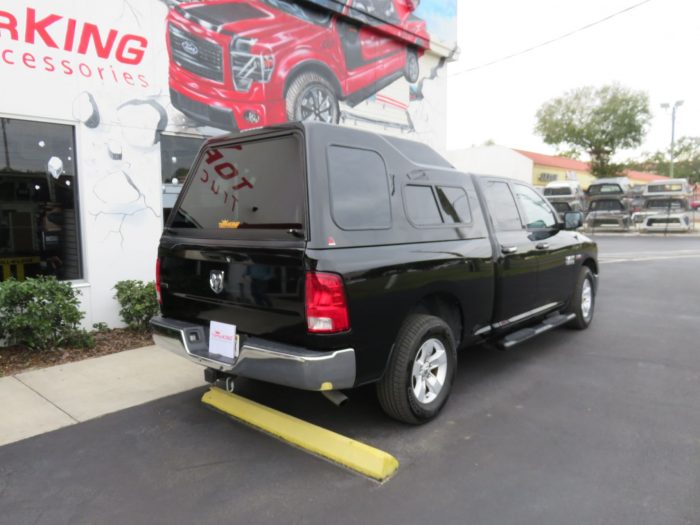 2018 Dodge RAM with Leer 122 Fiberglass Topper, Nerf Bars, Tint, Hitch. Call TopperKING Brandon 813-689-2449 or Clearwater FL 727-530-9066.