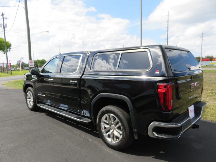 2019 GMC Sierra with LEER 100XR, Chrome, Nerf Bars, Bug Guard, Hitch, Tint. Call TopperKING Brandon 813-689-2449 Clearwater FL 727-530-9066.