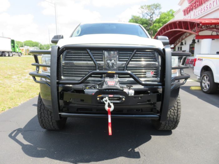 2011 Dodge RAM Grill Guard, Winch, Vent Visor, Nerf Bars, Hitch, Tool Box, Tint by TopperKING Brandon 813-689-2449 Clearwater FL 727-530-9066.