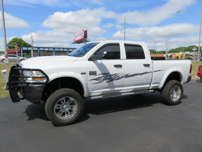 2011 Dodge RAM Grill Guard, Gaphic, Fender Flares, Tool Box, Vent Visor, Hitch. Call TopperKING Brandon 813-689-2449 Clearwater 727-530-9066.