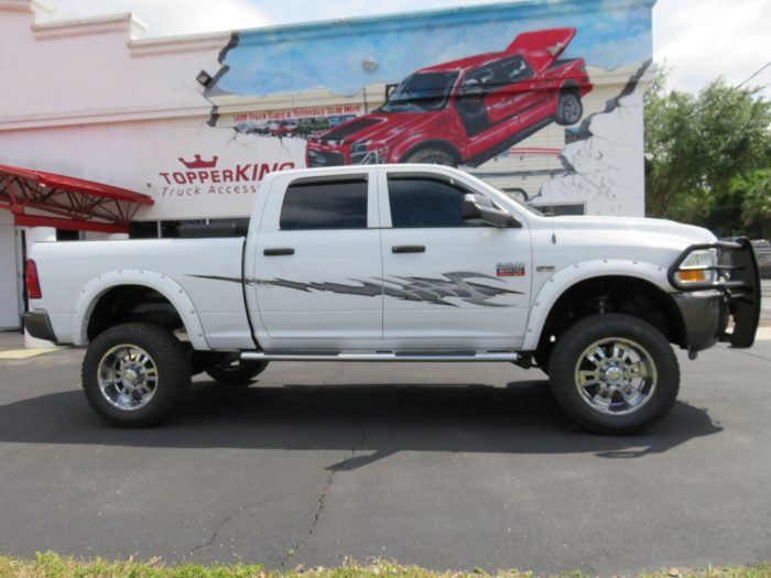 2011 Dodge RAM Grill Guard, Gaphic, Fender Flares, Tool Box, Vent Visor, Hitch. Call TopperKING Brandon 813-689-2449 Clearwater 727-530-9066.