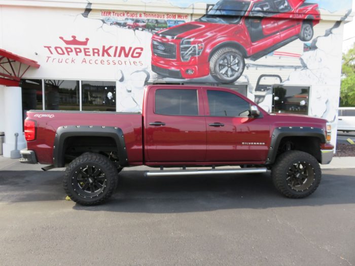 2014 Chevy Silverado with LEER 350M, Fender Flares, Nerf Bars, Tint, Hitch by TopperKING in Brandon 813-689-2449 or Clearwater, FL 727-530-9066. Call today!