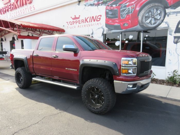 2014 Chevy Silverado with LEER 350M, Fender Flares, Nerf Bars, Tint, Hitch by TopperKING in Brandon 813-689-2449 or Clearwater, FL 727-530-9066. Call today!