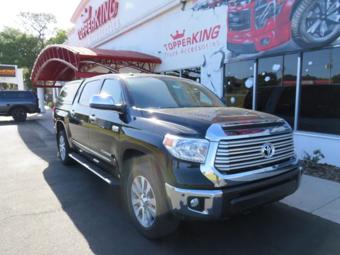 2017 Toyota Tundra with LEER 100XQ, Nerf bars, Chrome, Hitch, Tint by TopperKING Brandon 813-689-2449 or Clearwater FL 727-530-9066. Call Us!