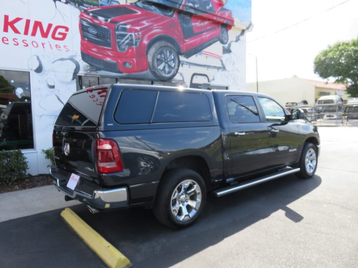 2019 Dodge Ram with Ranch Icon, Hitch, Nerf Bars, Chrome, Tint by TopperKING Brandon 813-689-2449 or Clearwater FL 727-530-9066. Call Today!