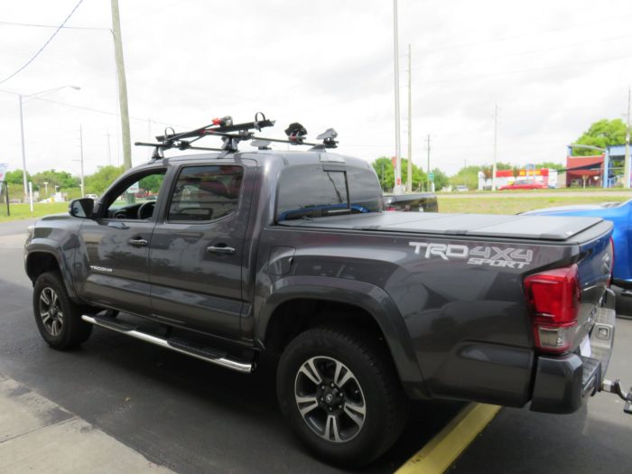 2019 Toyota Tacoma with LEER 350M, Yakima Rack, Nerf Bars, Hitch, Tint. Call TopperKING Brandon 813-689-2449 or Clearwater FL 727-530-9066.