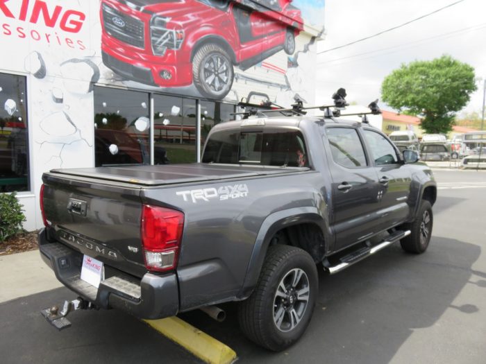 2019 Toyota Tacoma with LEER 350M, Yakima Rack, Nerf Bars, Hitch, Tint. Call TopperKING Brandon 813-689-2449 or Clearwater FL 727-530-9066.