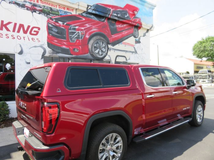 2019 GMC Sierra with LEER 100XR, Running boards, Chrome, Hitch, Tint by TopperKING Brandon 813-689-2449 or Clearwater FL 727-530-9066. Call!