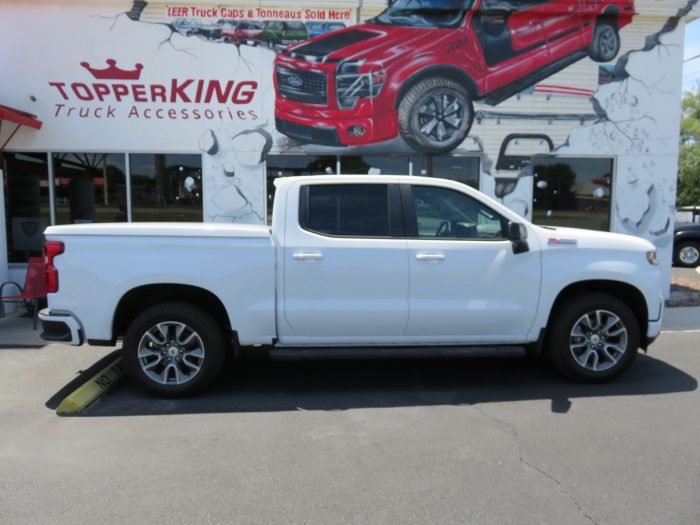 2019 Chevrolet Silverado with LEER 550, Hitch, Black Out Nerf Bars, Tint by TopperKING in Brandon, FL 813-689-2449 or Clearwater, FL 727-530-9066. Call Now!