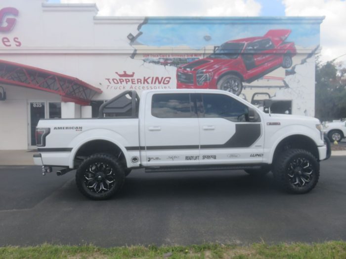 2017 Ford F150 with Dee Zee Sportsbar, Graphics, Nerf Bars, Hitch, Tint by TopperKING in Brandon 813-689-2449 or Clearwater, FL 727-530-9066. Call today!