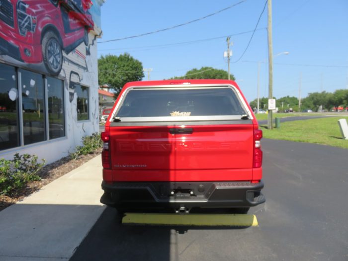 2019 Chevy Silverado with Ranch Echo Fiberglass Topper, Hitch, Tint by TopperKING in Brandon, FL 813-689-2449 or Clearwater, FL 727-530-9066. Call us today!