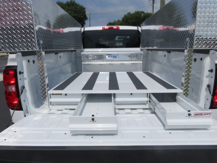 2018 Commercial Silverado with Weather Guard Pack Rat, Side Mount Tool Boxes by TopperKING in Brandon 813-689-2449 or Clearwater 727-530-9066. Call today!